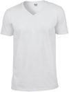 Am image of a Custom Gildan SoftStyle V Neck T Shirt in White!