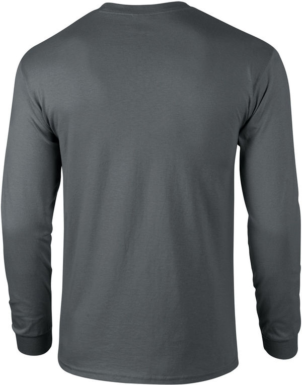 Am image of a Custom Gildan Ultra Cotton Long Sleeve in Charcoal!