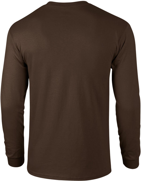Am image of a Custom Gildan Ultra Cotton Long Sleeve in Dark Chocolate!