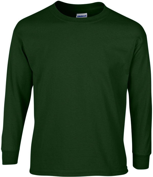 Am image of a Custom Gildan Ultra Cotton Long Sleeve in Forest Green!