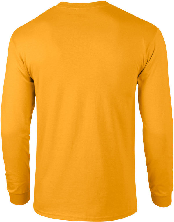 Am image of a Custom Gildan Ultra Cotton Long Sleeve in Gold!