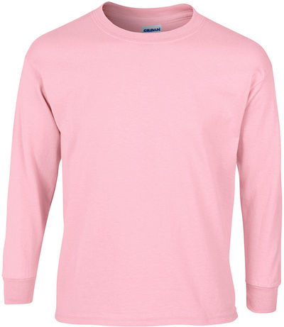 Am image of a Custom Gildan Ultra Cotton Long Sleeve in Light Pink!
