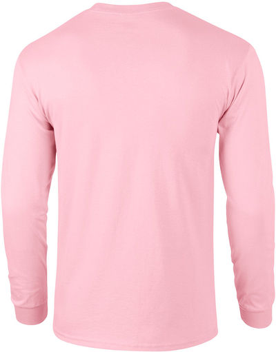 Am image of a Custom Gildan Ultra Cotton Long Sleeve in Light Pink!