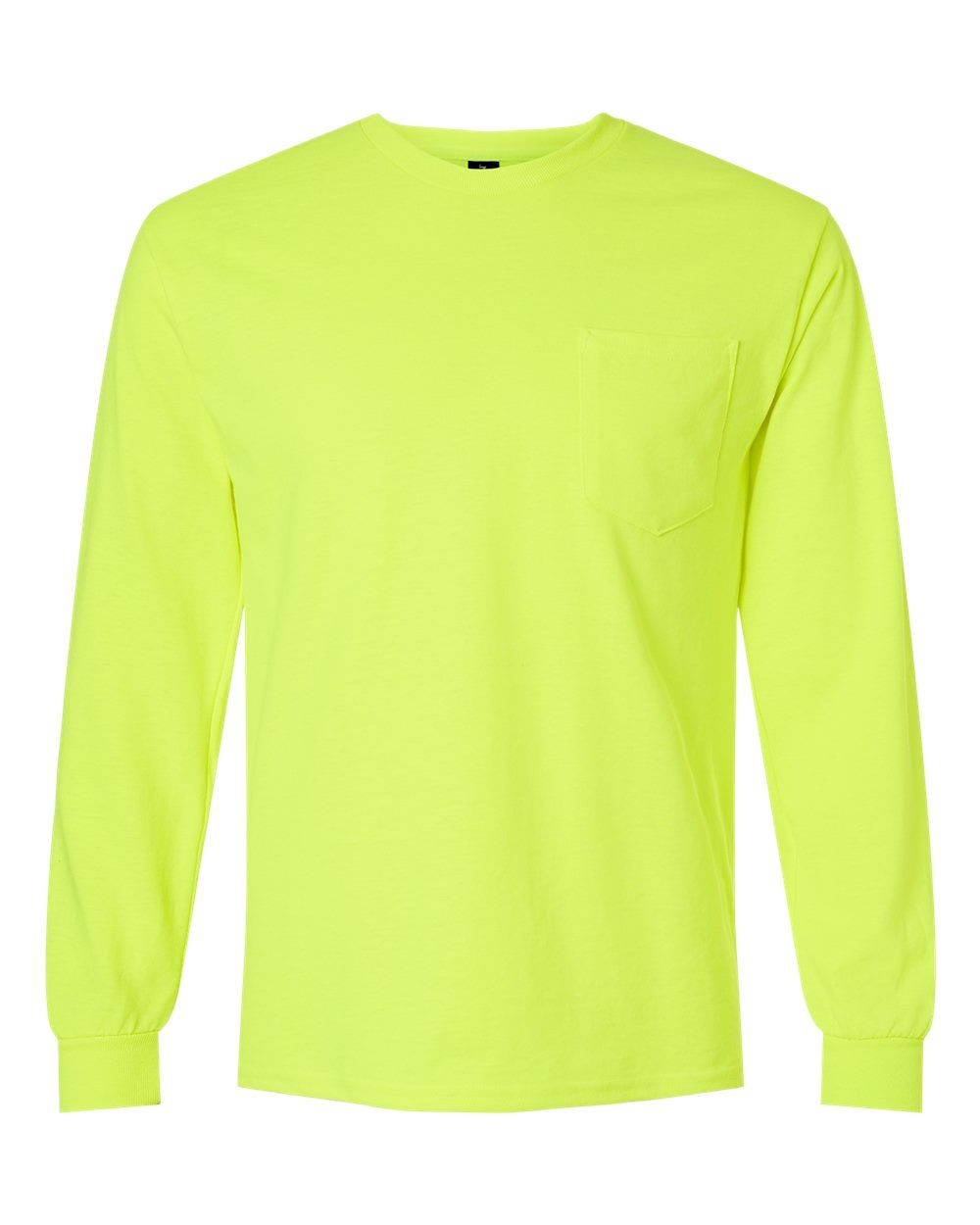 Gildan Ultra Cotton Long Sleeve Pocket T Shirt in Safety Green