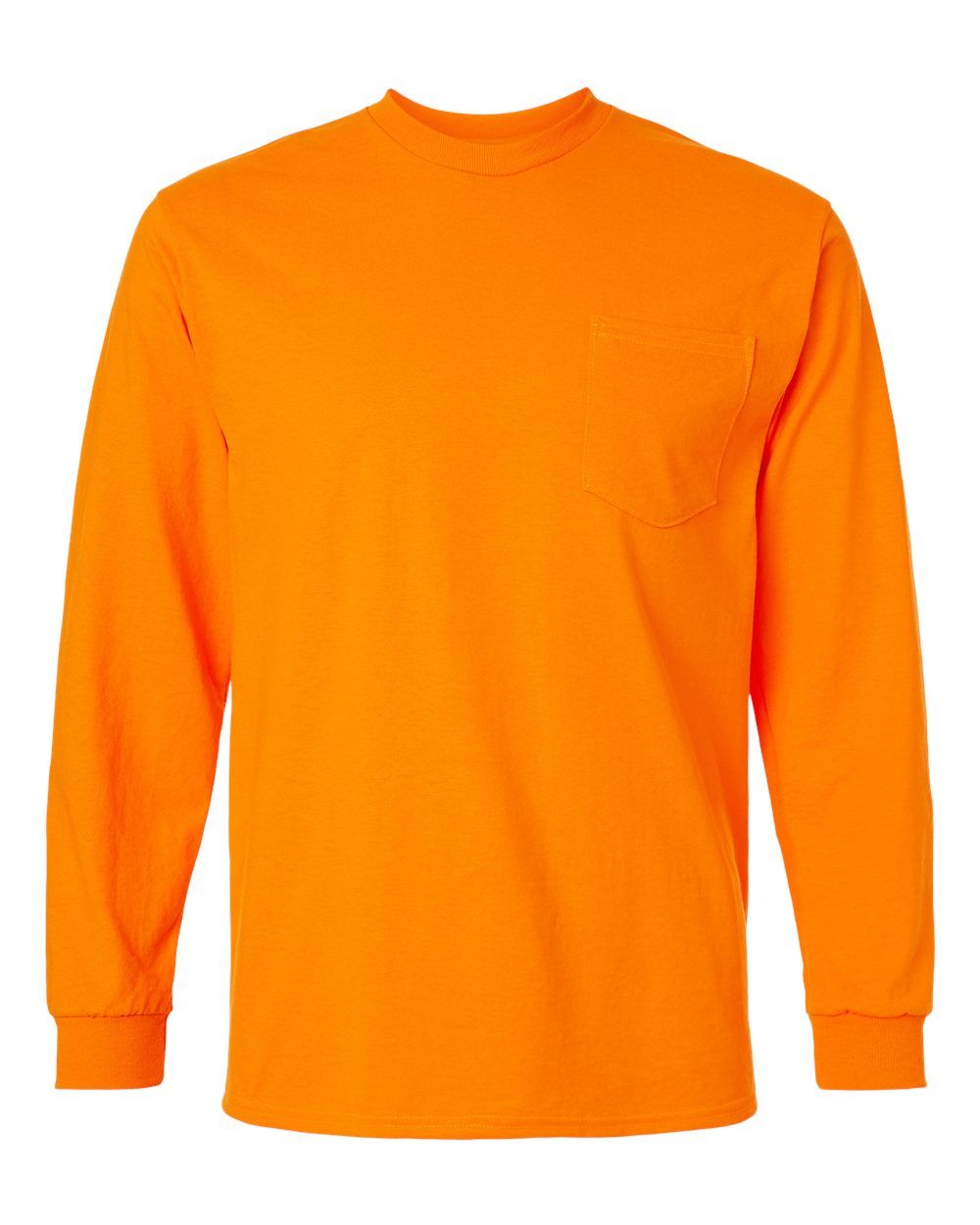 Gildan Ultra Cotton Long Sleeve Pocket T Shirt in Safety Orange