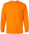 An image of a Custom Gildan Ultra Cotton Long Sleeve Pocket T Shirt in Safety Orange!