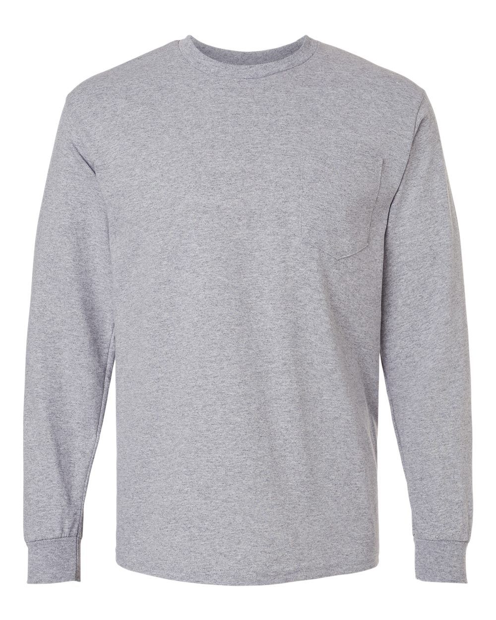 Gildan Ultra Cotton Long Sleeve Pocket T Shirt in Sport Grey