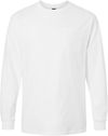 An image of a Custom Gildan Ultra Cotton Long Sleeve Pocket T Shirt in White!