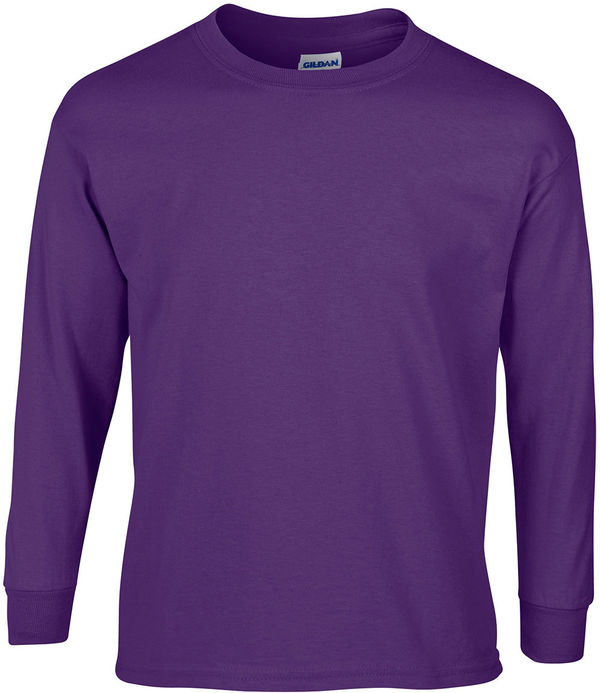 Am image of a Custom Gildan Ultra Cotton Long Sleeve in Purple!