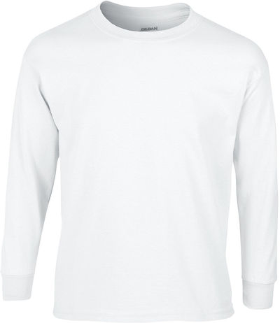 Am image of a Custom Gildan Ultra Cotton Long Sleeve in White!
