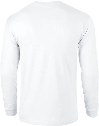 Am image of a Custom Gildan Ultra Cotton Long Sleeve in White!