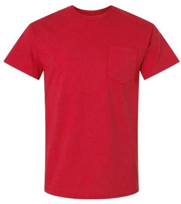 An image of a Custom Gildan Ultra Cotton Pocket T Shirt in Red!