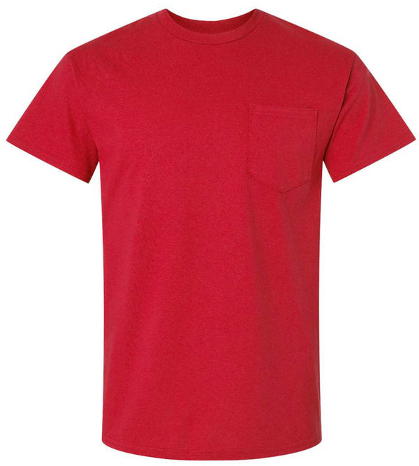 An image of a Custom Gildan Ultra Cotton Pocket T Shirt in Red!