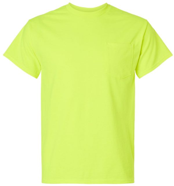 An image of a Custom Gildan Ultra Cotton Pocket T Shirt in Safety Green!