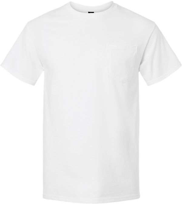 An image of a Custom Gildan Ultra Cotton Pocket T Shirt in White!