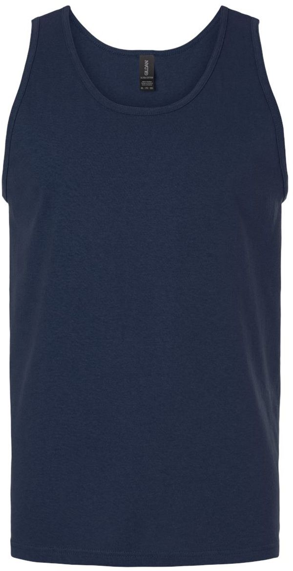 Am image of a Custom Gildan Ultra Cotton Tank Top in Navy!