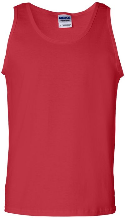 Am image of a Custom Gildan Ultra Cotton Tank Top in Red!