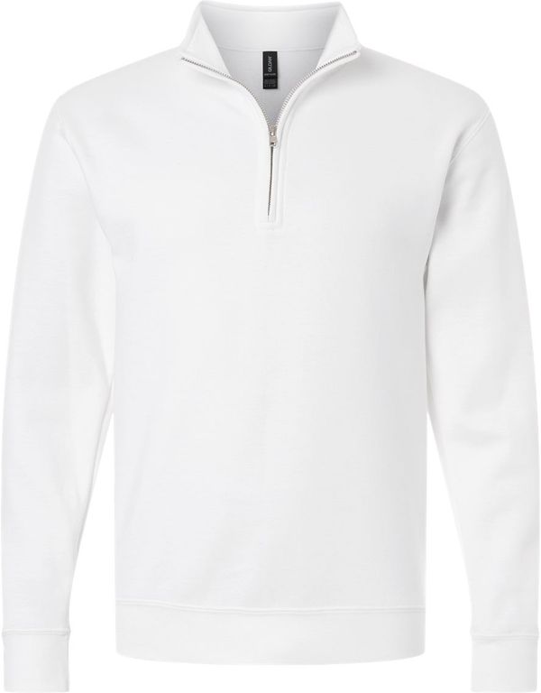 An image of a Custom Gildan Unisex Heavy Blend Quarter Zip Sweatshirt in White!