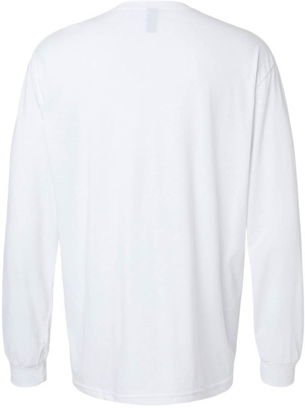An image of a Custom Gildan Unisex Softstyle CVC Long Sleeve T Shirt in White!