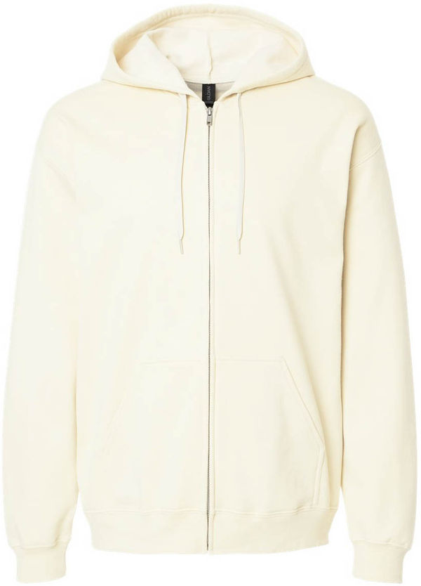 An image of a Custom Gildan Unisex Soft Style Full Zip Hooded Sweatshirt in Off White!