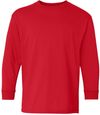 Am image of a Custom Gildan Youth Heavy Cotton Long Sleeve T Shirt in Red!
