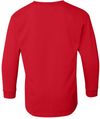 Am image of a Custom Gildan Youth Heavy Cotton Long Sleeve T Shirt in Red!
