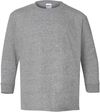 Am image of a Custom Gildan Youth Heavy Cotton Long Sleeve T Shirt in Sport Grey!