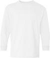 Am image of a Custom Gildan Youth Heavy Cotton Long Sleeve T Shirt in White!