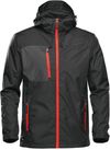 Am image of a Custom Stormtech Mens Olympia Shell in Black/Azure Red!