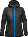 Am image of a Custom Stormtech Womens Olympia Shell in Black/Azure Blue!