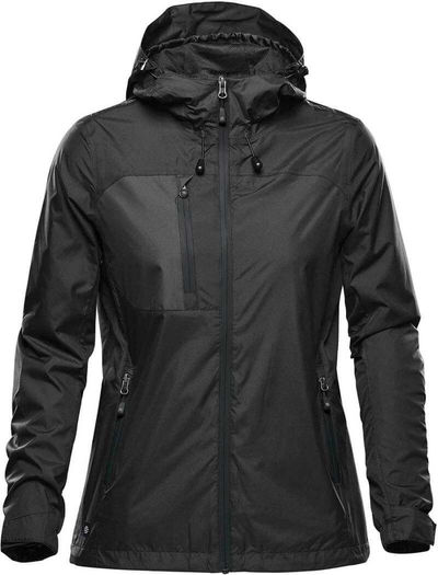 Am image of a Custom Stormtech Womens Olympia Shell in Black!
