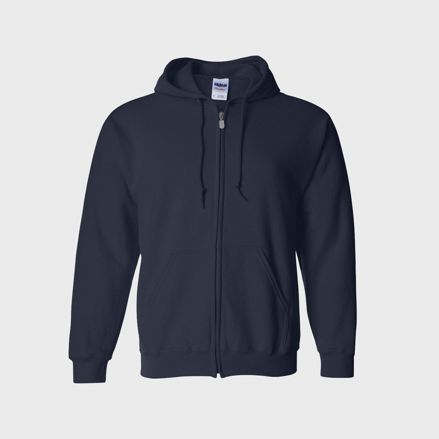 An image of a custom zip hoodie that you can embroider or screen print your logo on!