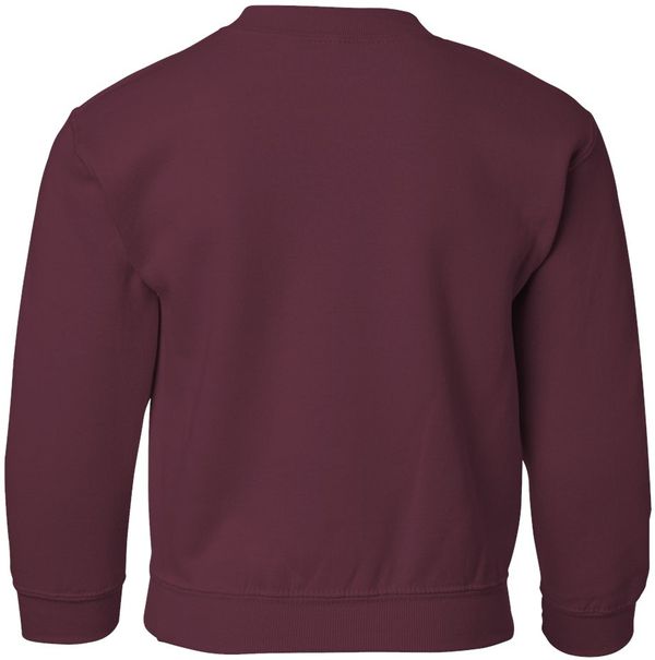 Am image of a Custom Gildan Heavy Blend Youth Sweatshirt in Maroon!