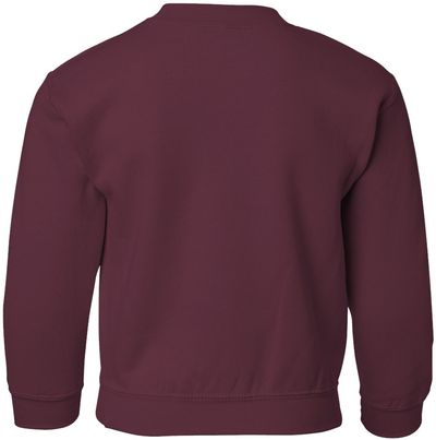 Am image of a Custom Gildan Heavy Blend Youth Sweatshirt in Maroon!