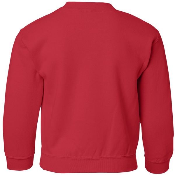 Am image of a Custom Gildan Heavy Blend Youth Sweatshirt in Red!