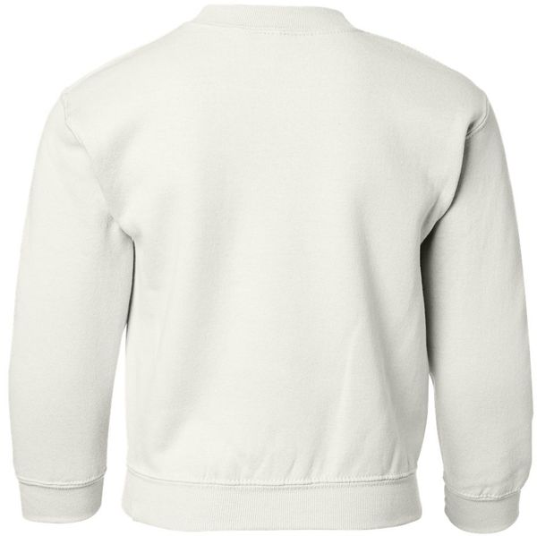 Am image of a Custom Gildan Heavy Blend Youth Sweatshirt in White!