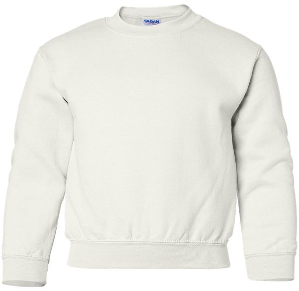 Am image of a Custom Gildan Heavy Blend Youth Sweatshirt in White!