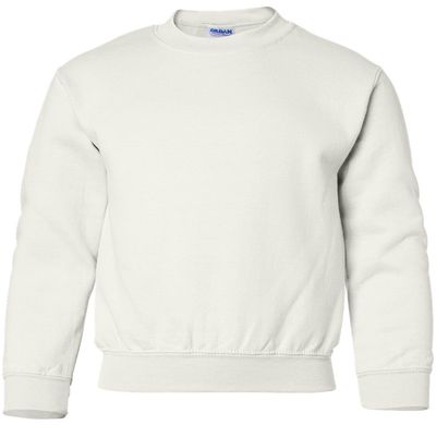 Am image of a Custom Gildan Heavy Blend Youth Sweatshirt in White!