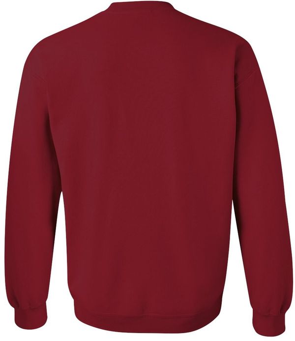 Am image of a Custom Gildan Heavy Blend Crewneck Sweatshirt in Cardinal Red!