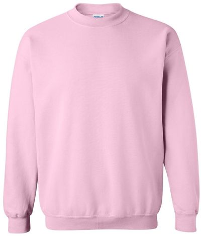 Am image of a Custom Gildan Heavy Blend Crewneck Sweatshirt in Light Pink!
