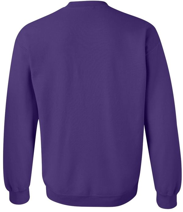 Am image of a Custom Gildan Heavy Blend Crewneck Sweatshirt in Purple!