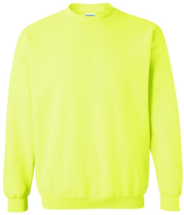 Am image of a Custom Gildan Heavy Blend Crewneck Sweatshirt in Safety Green!