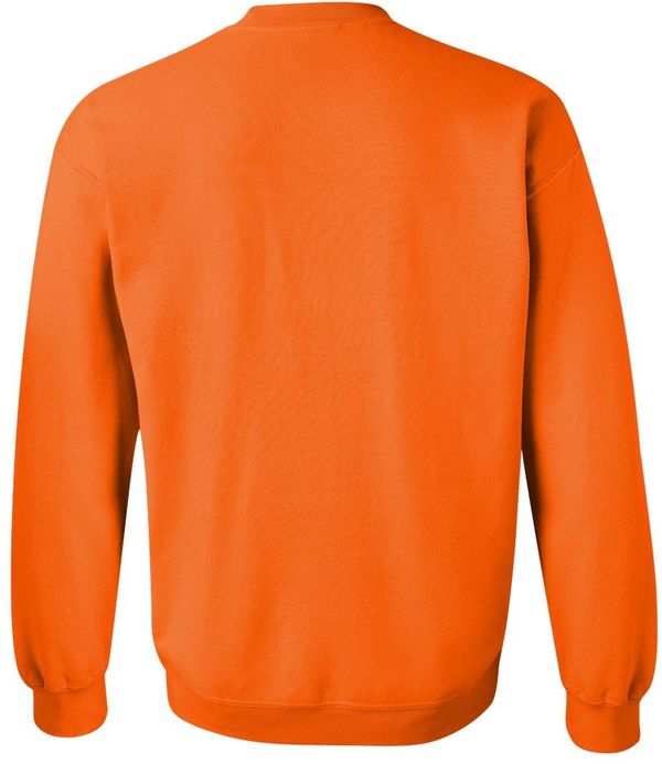 Am image of a Custom Gildan Heavy Blend Crewneck Sweatshirt in Safety Orange!