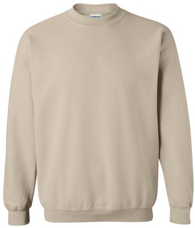 Am image of a Custom Gildan Heavy Blend Crewneck Sweatshirt in Sand!