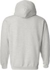 Am image of a Custom Gildan Heavy Blend Hooded Sweatshirt in Ash Grey!