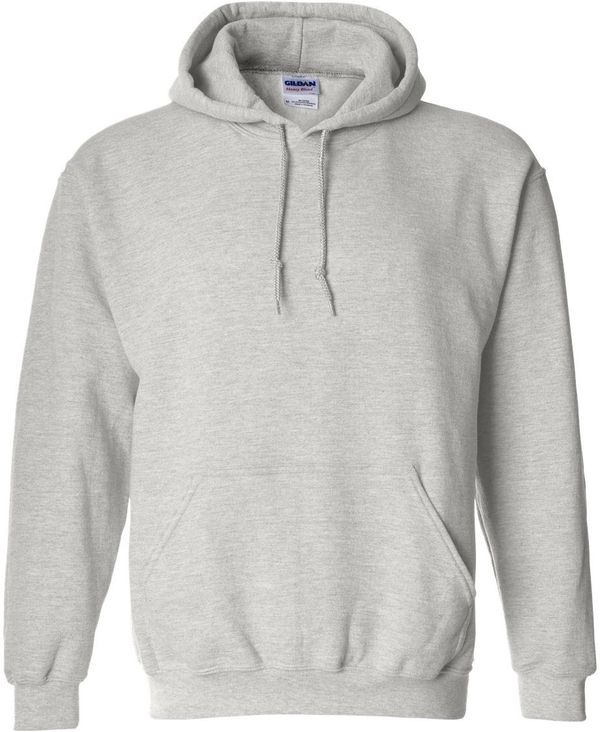 Am image of a Custom Gildan Heavy Blend Hooded Sweatshirt in Ash Grey!