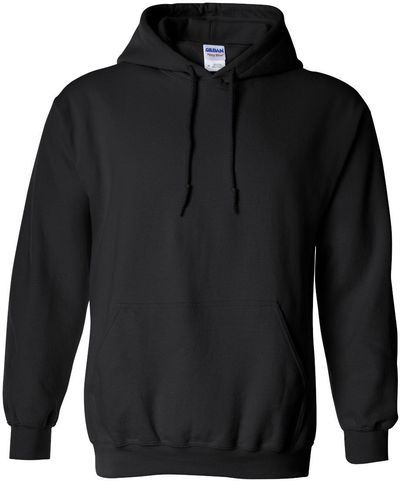 Am image of a Custom Gildan Heavy Blend Hooded Sweatshirt in Black!