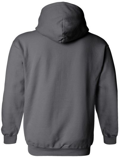 Am image of a Custom Gildan Heavy Blend Hooded Sweatshirt in Charcoal!