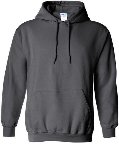 Am image of a Custom Gildan Heavy Blend Hooded Sweatshirt in Charcoal!