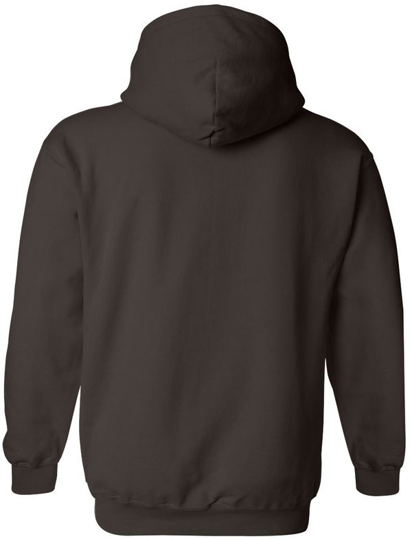 Am image of a Custom Gildan Heavy Blend Hooded Sweatshirt in Dark Chocolate!